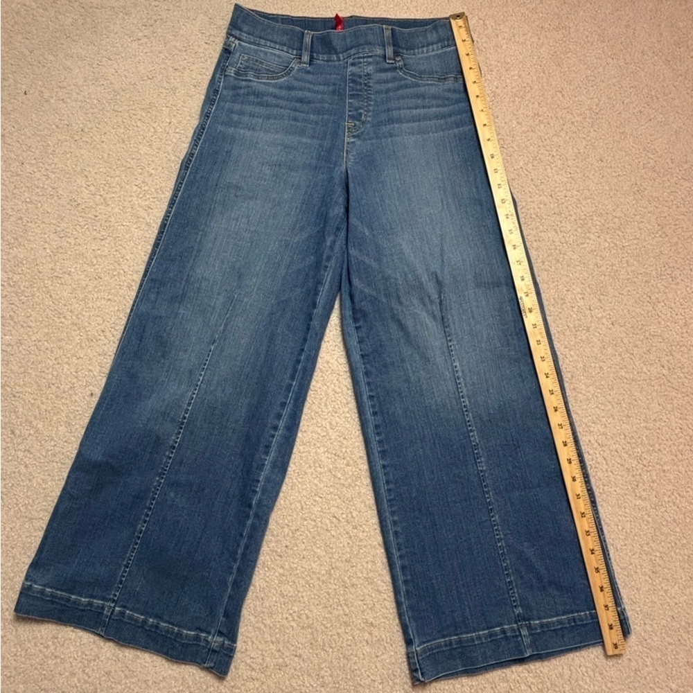 Spanx Pull On Seamed Front Wide Leg Jeans Vintage Indigo Petite Large - Picture 14 of 17